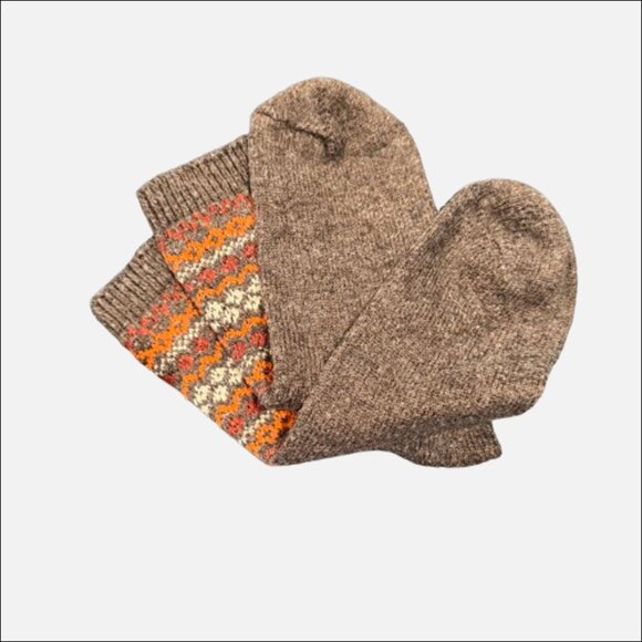 Unbranded Brown Knit Fair Isle Socks Stocking Stuffer - Picture 2 of 5